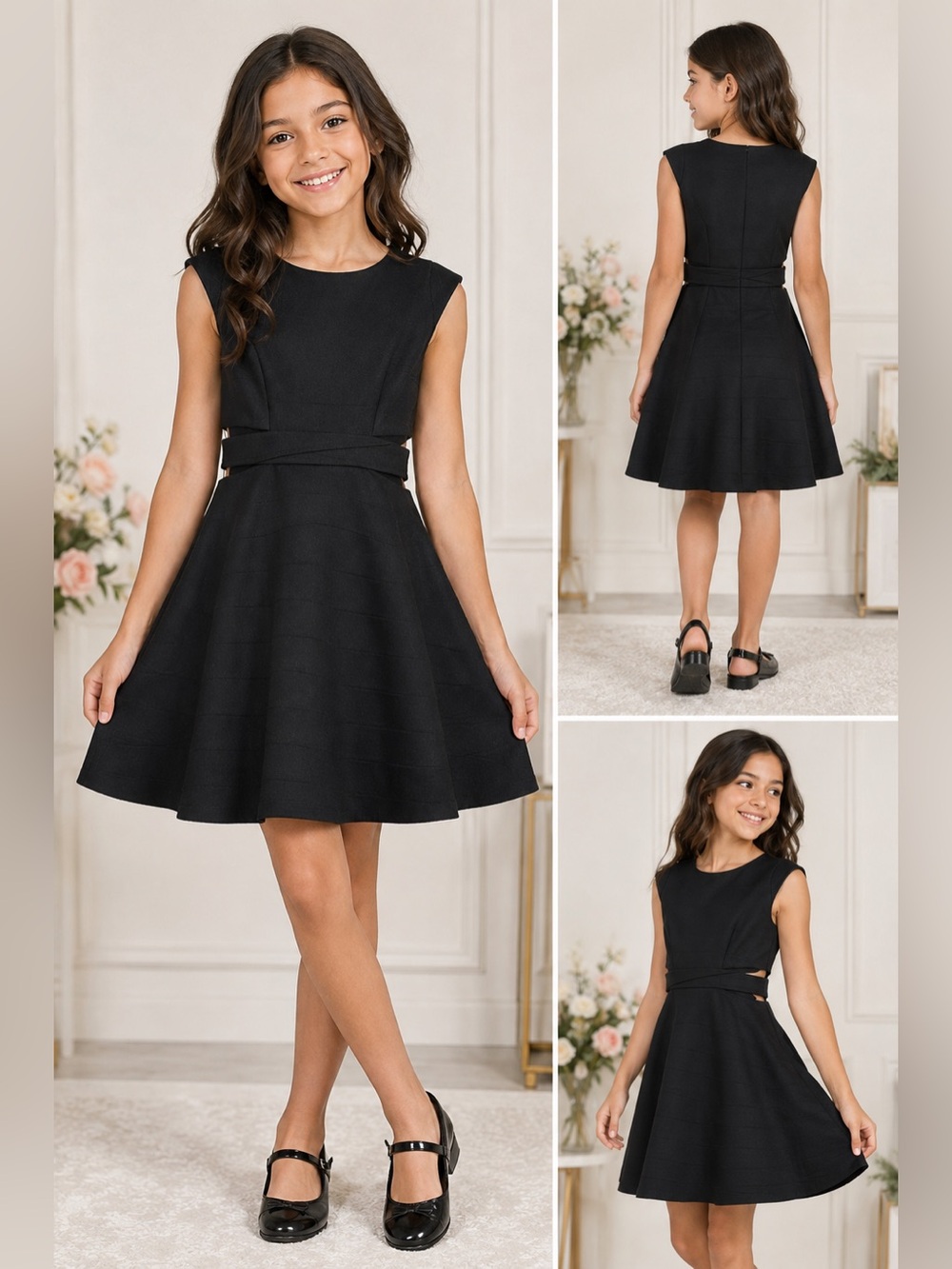 Ava & Yelly Girls Size 10 Black Fit & Flare Formal Party Dress